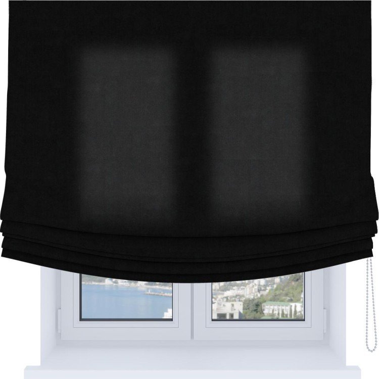Римская штора «Кортин», канвас черный, Soft с мягкими складками